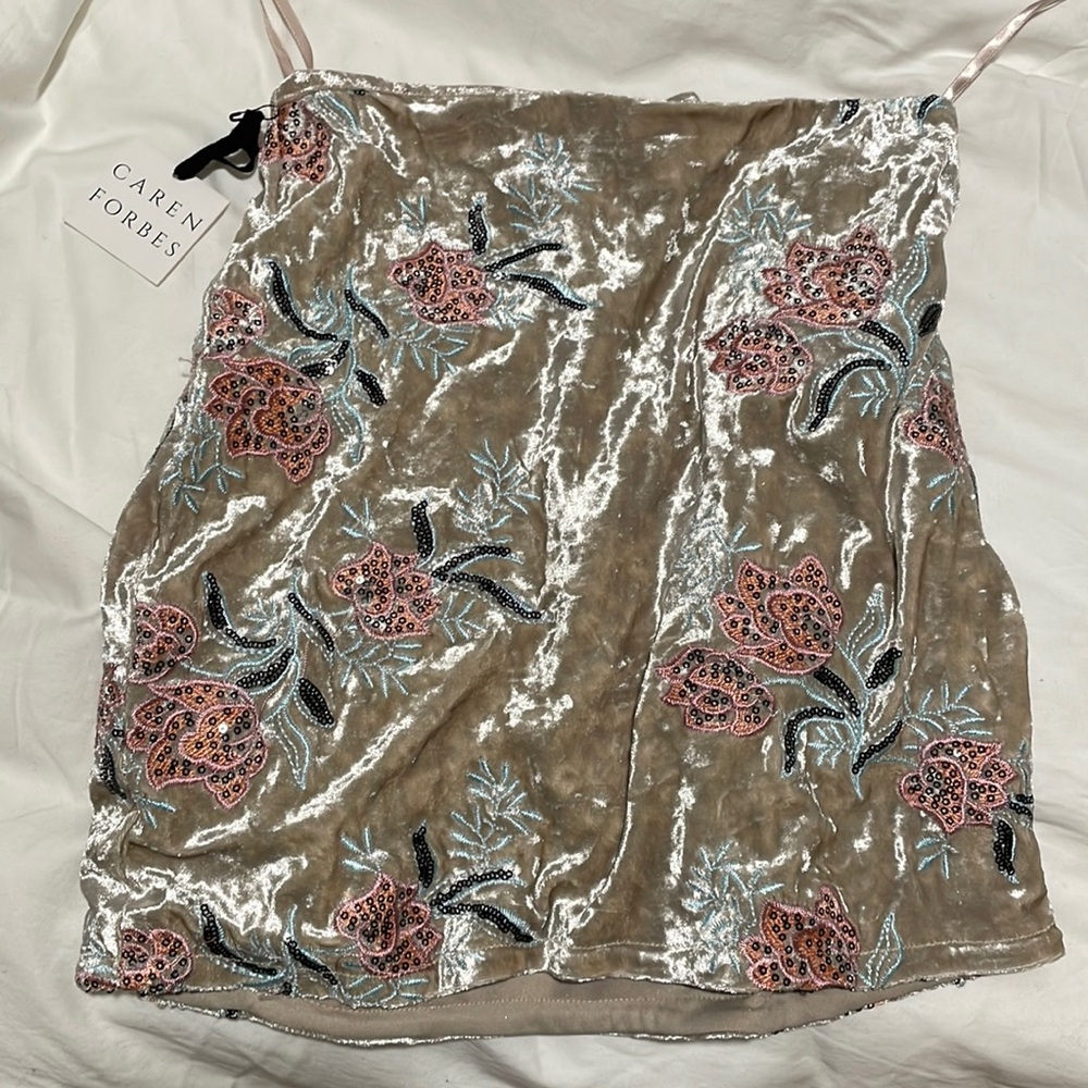 Caren Forbes velvet mini skirt